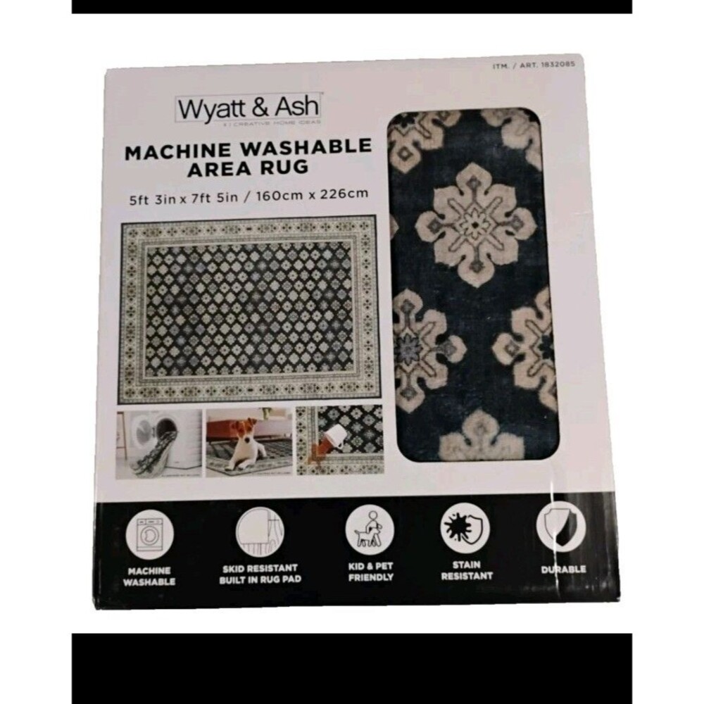 Wyatt & Ash Beatrice Machine Washable Indoor Area Rug 5 ft 3 in x 7 ft 5 in New